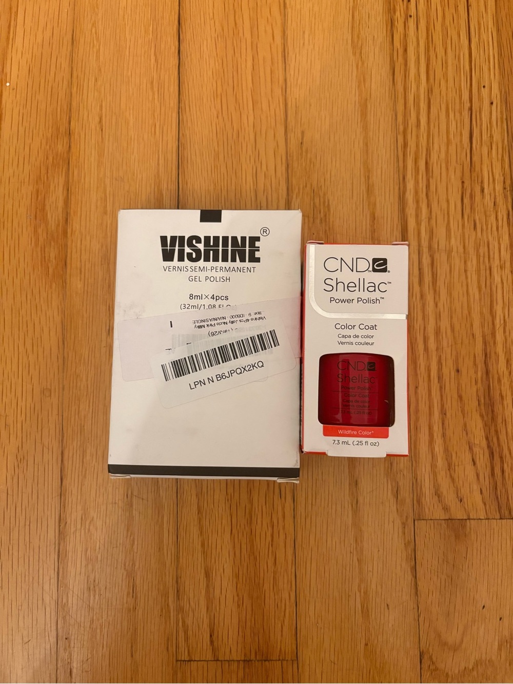 New CND SHELLAC Power Polish Wildfire Red & Vishine Set in Neutrals OS
